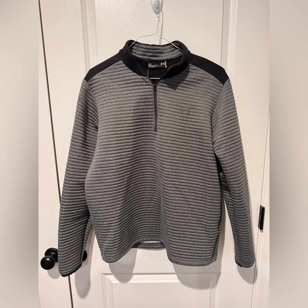 Under Armour Golf Quarter Zip Pullover Men’s L Gray Textured Performance